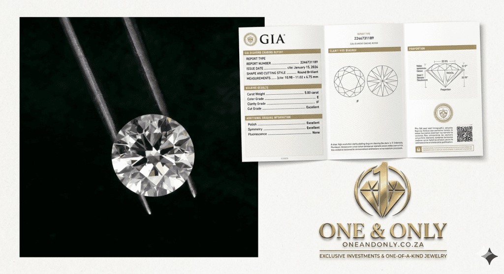 GIA certificate of a 5ct natural diamond